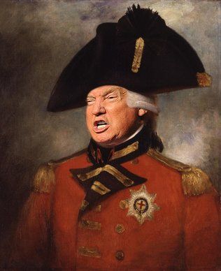 Mashup from 2017--(I knew it was too well done to be AI slop) of portraits of George III in uniform and Donald Trump's face.