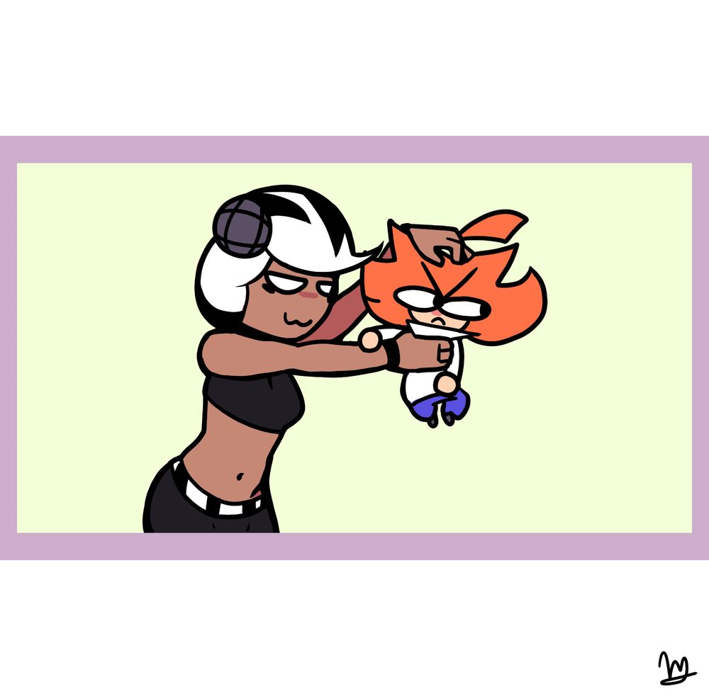 The final page of the comic. At the end, Power liked it, and now he is a bit embarrased about liking it. Nadine is more than happy, and continues to pet him. The end