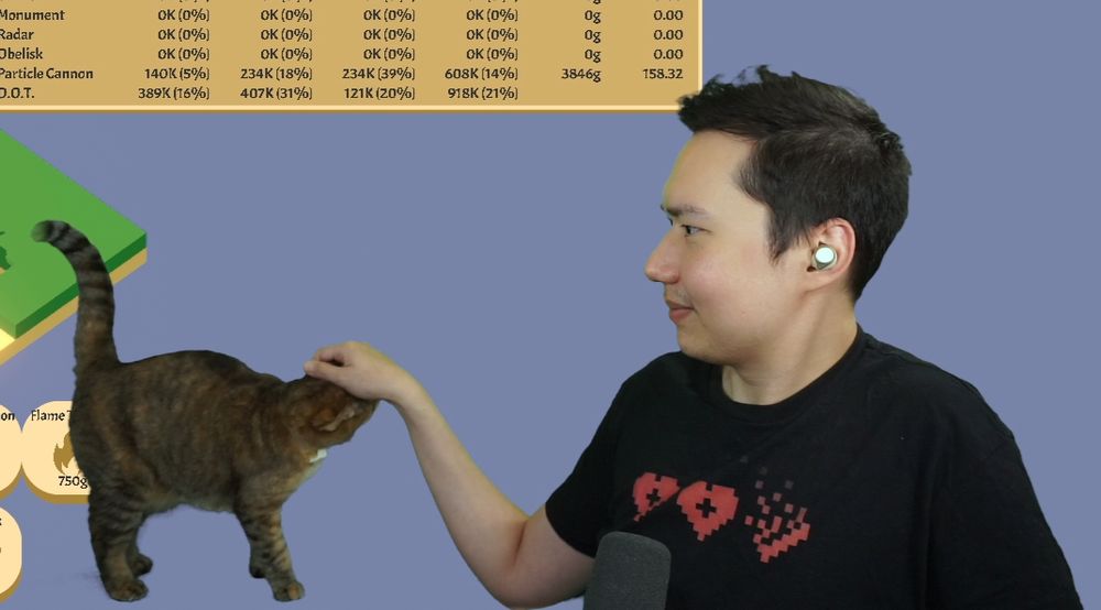 Me petting Callie the cat, who seems to be floating because she's standing on nothing.