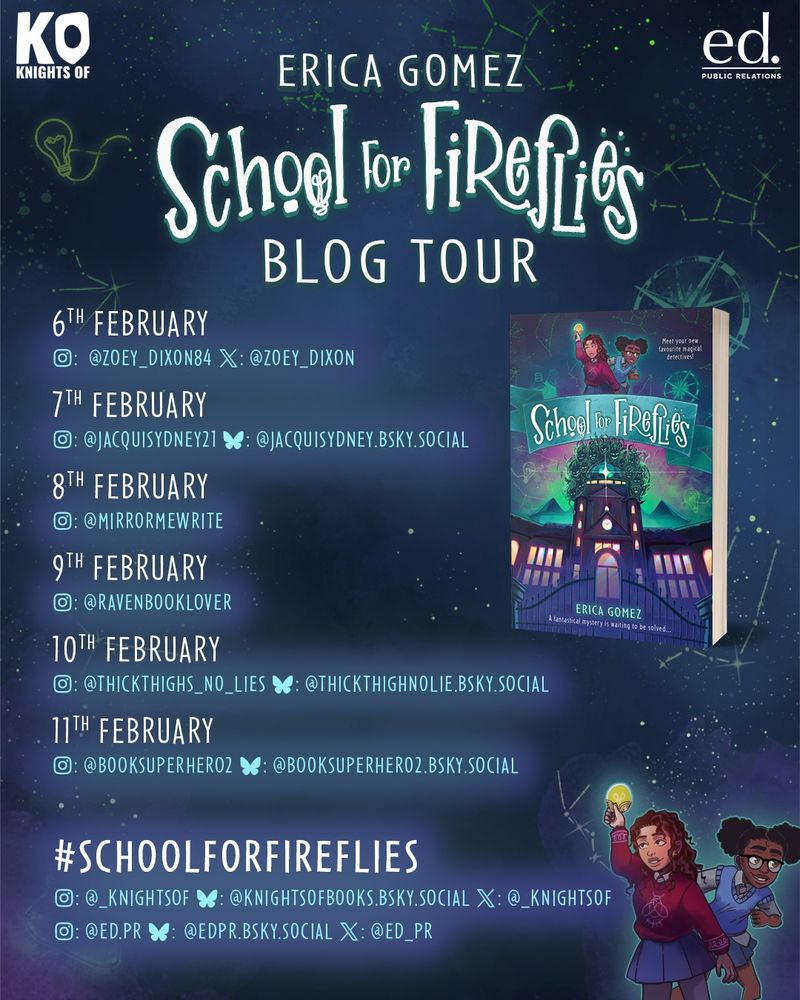Blog tour banner showing the social media handles of those on the tour and the dates of their stops.