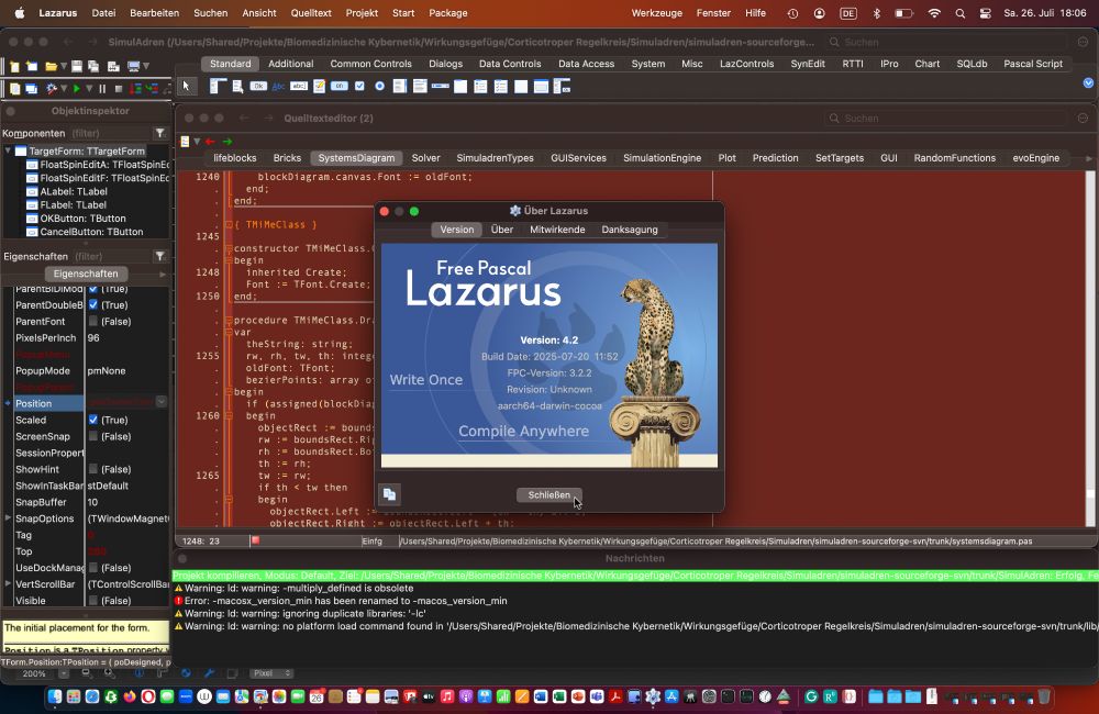Screenshot of the Lazarus IDE 4.2 on macOS Ventura 13.7