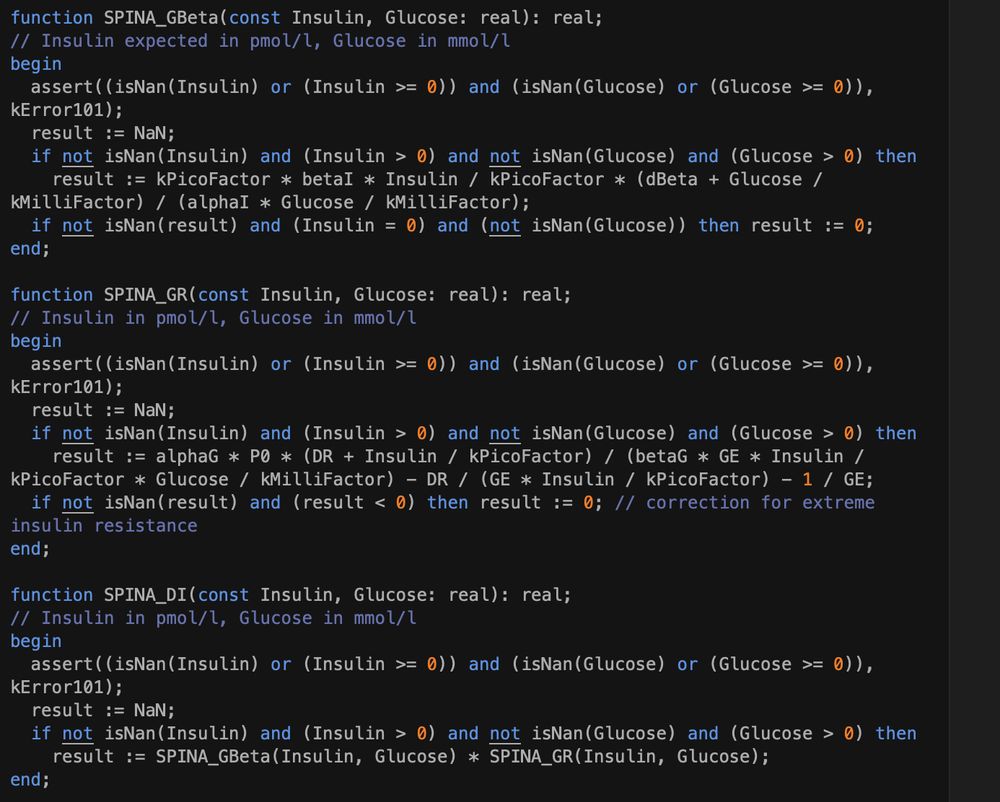 Parts of the source code of SPINA Carb, written in Object Pascal.