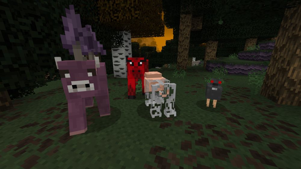 The latest version of the Halloween Mash-up Patch fixes temperate Cows, Pigs, Chickens, and Mooshrooms. Dry foliage (leaf litter) is also darker to match the spooky collor palette.