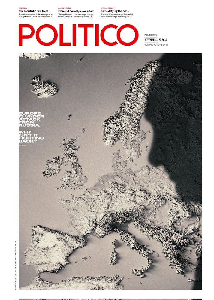 La portada de Político, una sombra de Putin que se cierne sobre Europa. 