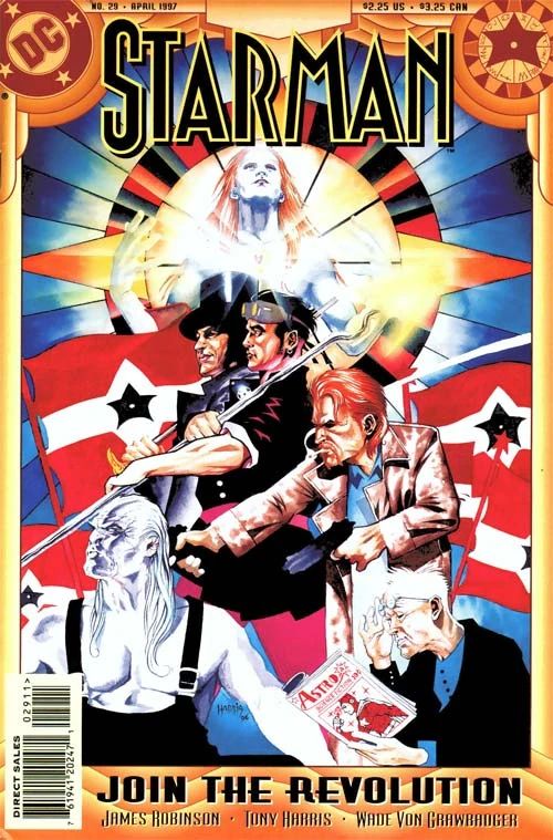 Cover to Starman #29 by Tony Harris which features the whole cast