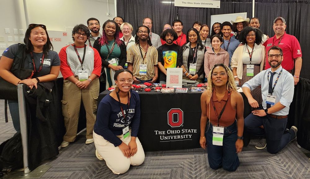 Picture of OSU astronomy and physics department members past and present at the national conference of the National Society of Black Physicists and National Society of Hispanic Physicists last week in Houston, TX!