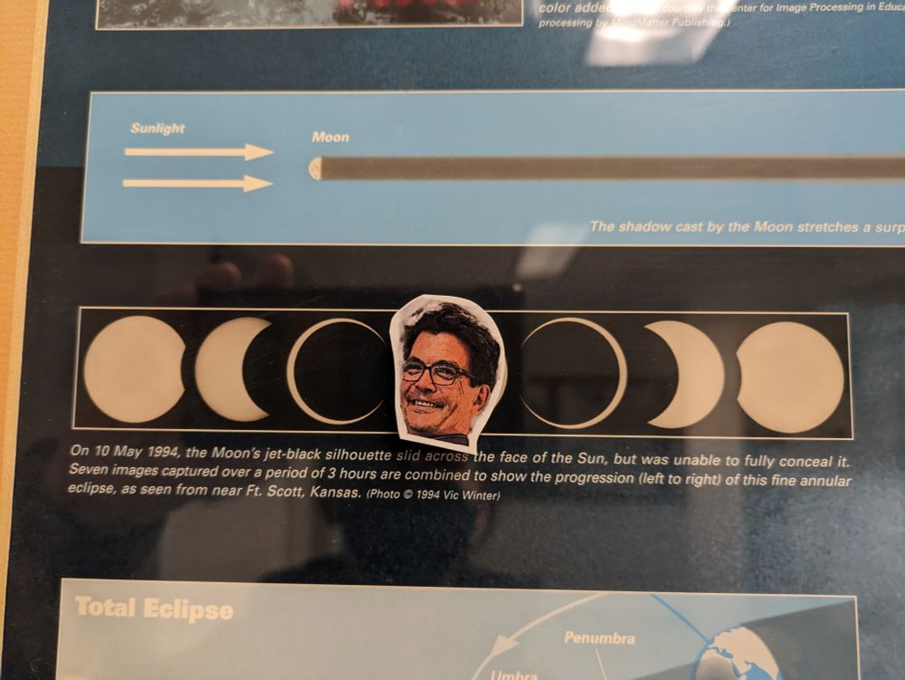 A picture of Todd's face at the center of an eclipse diagram.