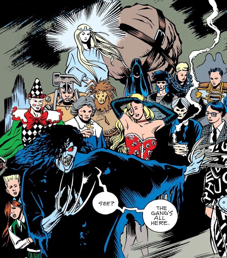 Crazy Jane's many personalities, led by Black Annis. 

"See? The gang's all here."