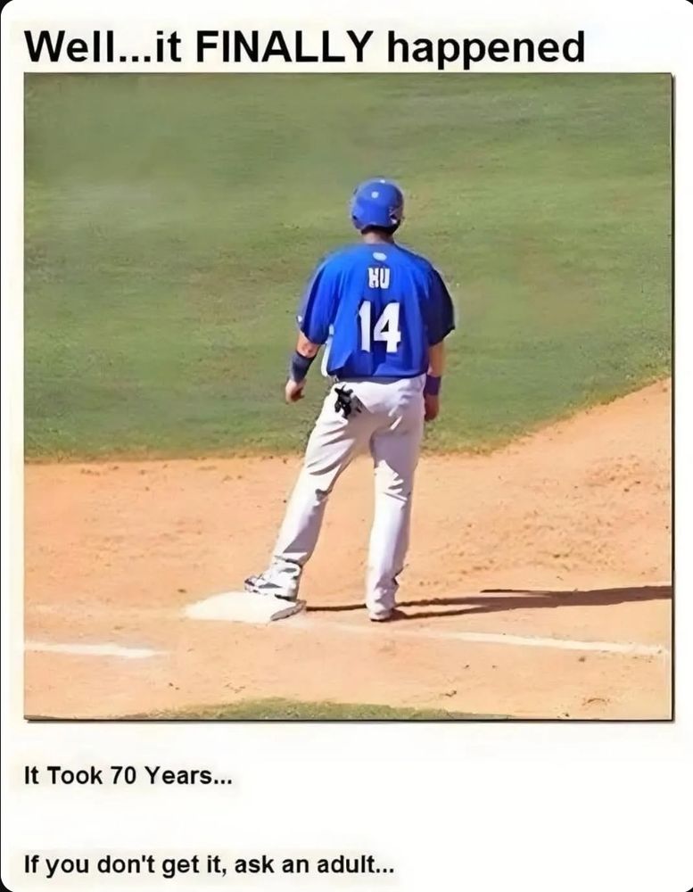 I'm not giving away the joke, but pictured is a player named Hu. He looks to be at first base. 🤭