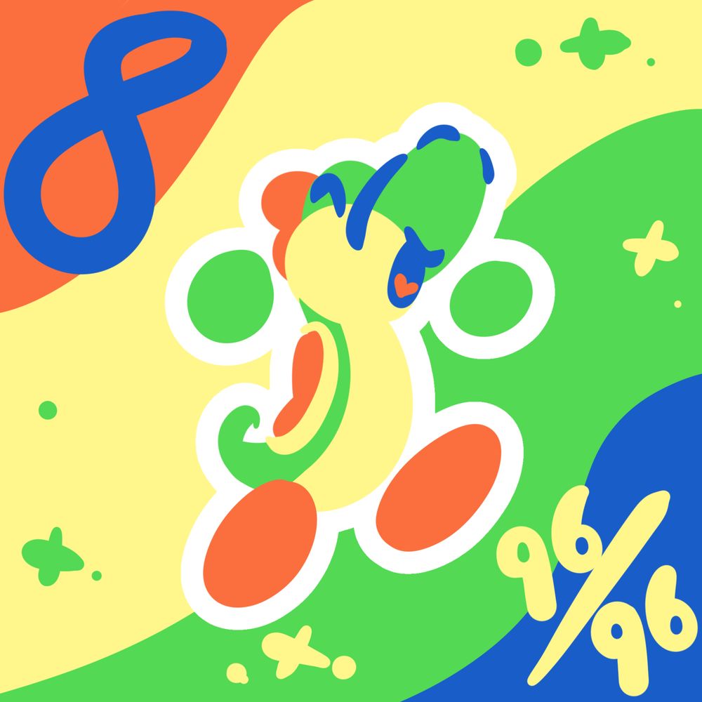 A Yoshi in a celebratory pose.