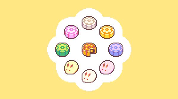 it's pixel art of various mid-autumn festival confections, including usagi manju and mooncakes