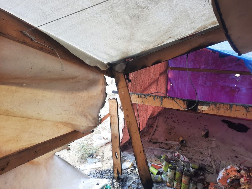 A photo of Samaa’s burned tent.