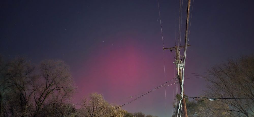A very purple aurora from the inner city