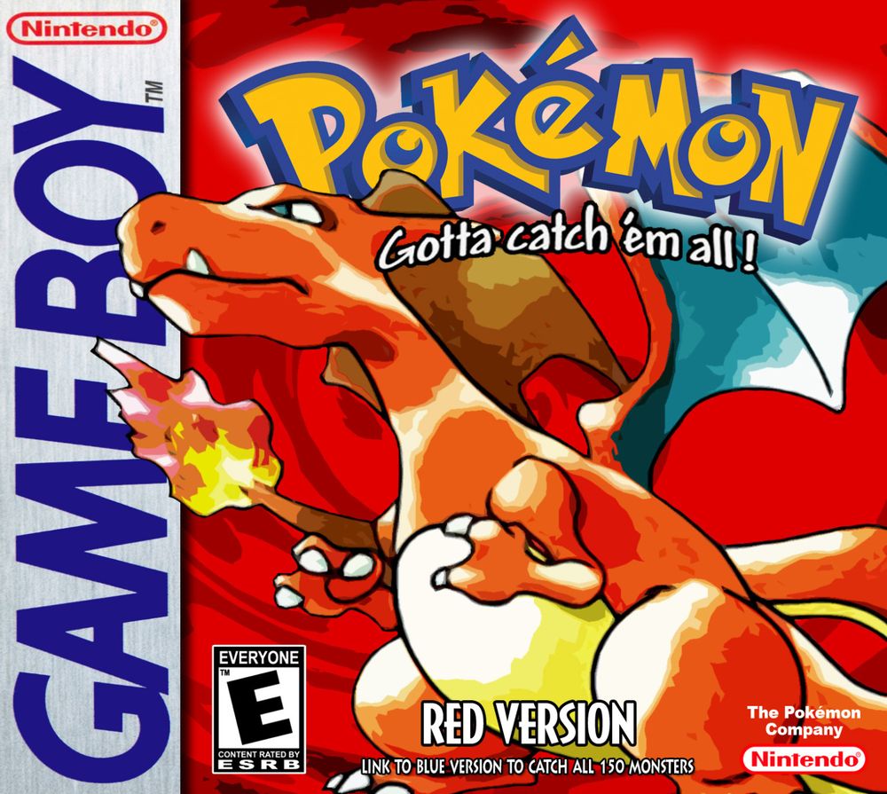 The cover to the classic GameBoy game "Pokemon: Red Version"