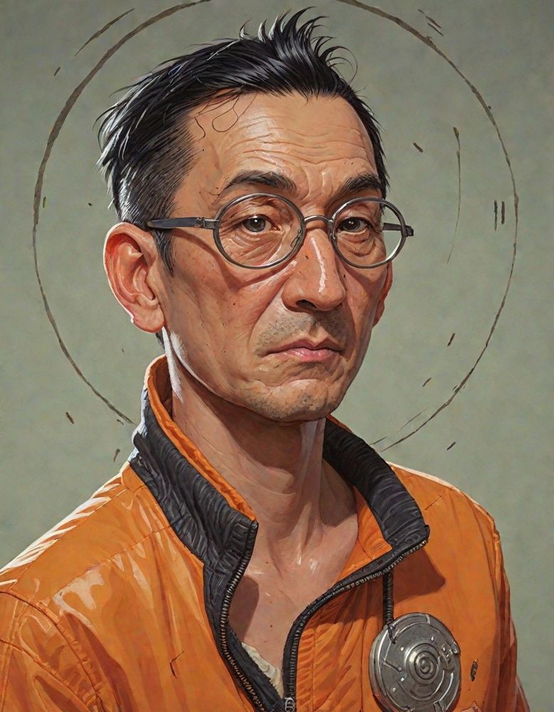AI-generated rendition of the secondary main character of the game "Disco Elysium", based on their in game portrait.