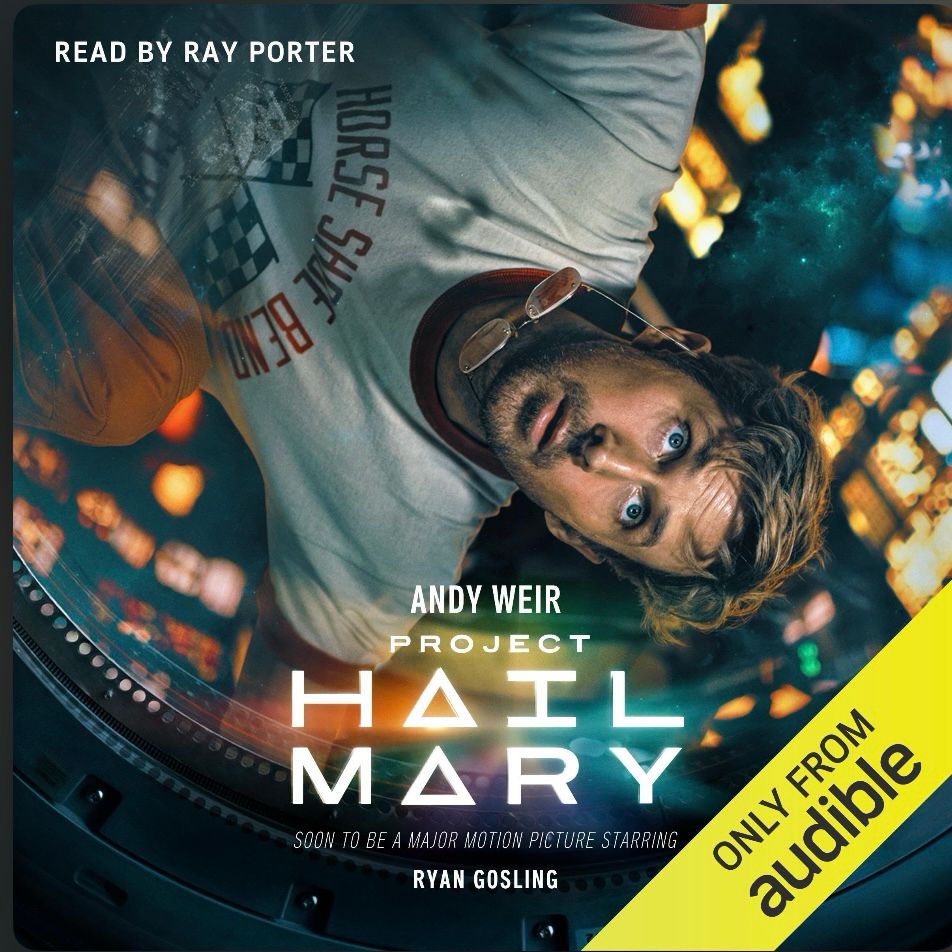 Audio book cover with Ryan gosling in a spaceship 