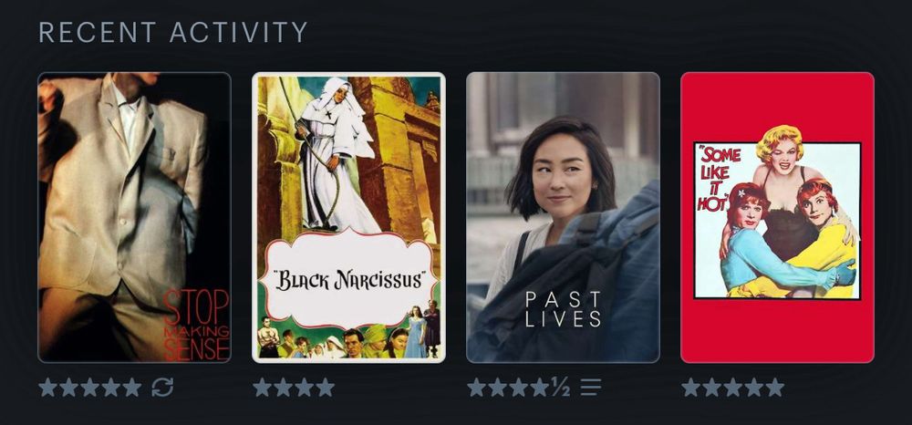 Stop making sense, black narcissus, past lives, and some like it hot