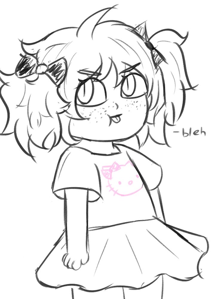 Oc not mine, her name is sanako and it's a small baby version of her, wearing a hello kitty shirt and small dress. 