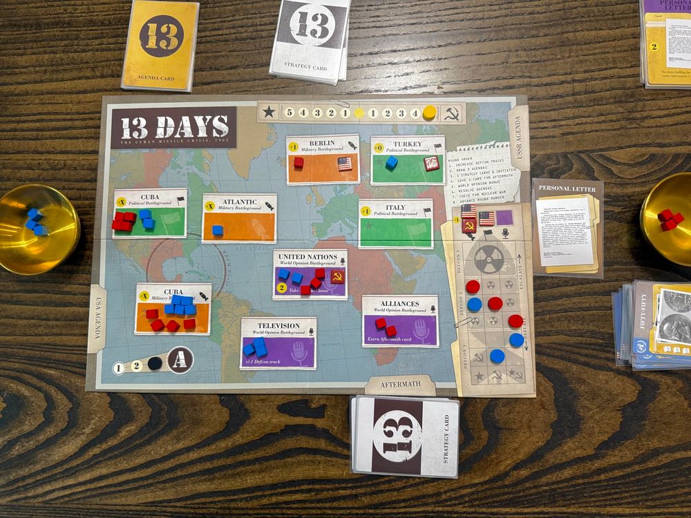 13 days the board game final round three Soviet loss due to Defcon track escalation