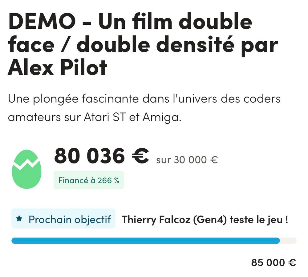 État du financement participatif du film Démo 