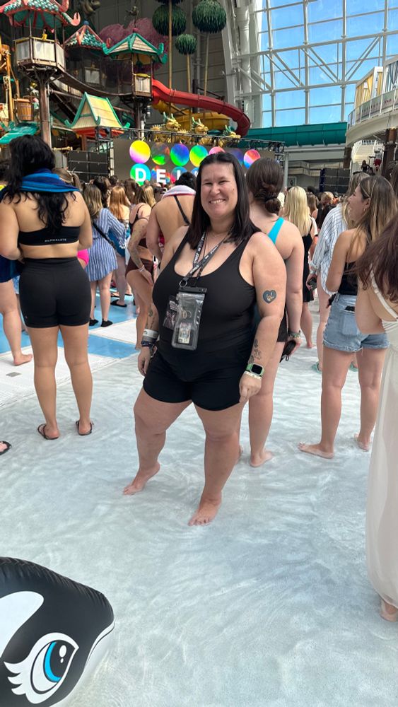 me standing standing in a wave pool smiling 