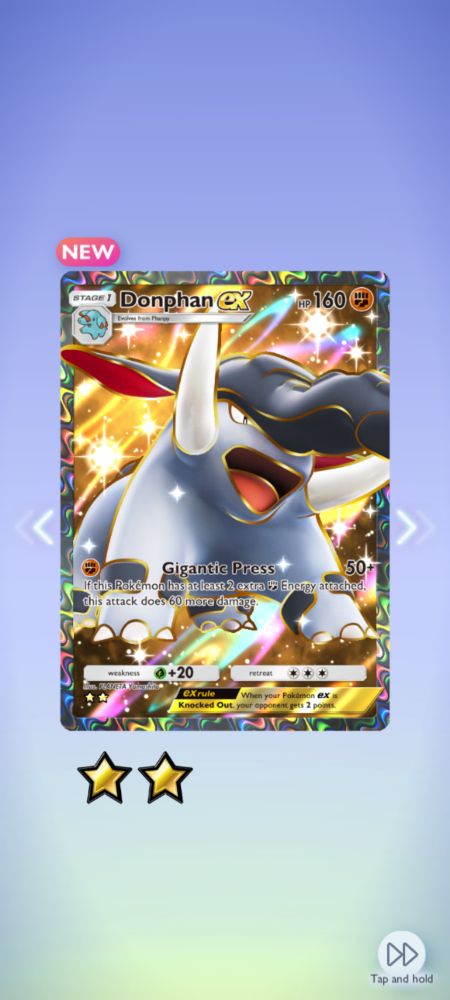 Donphan full art ex card from TCG pocket