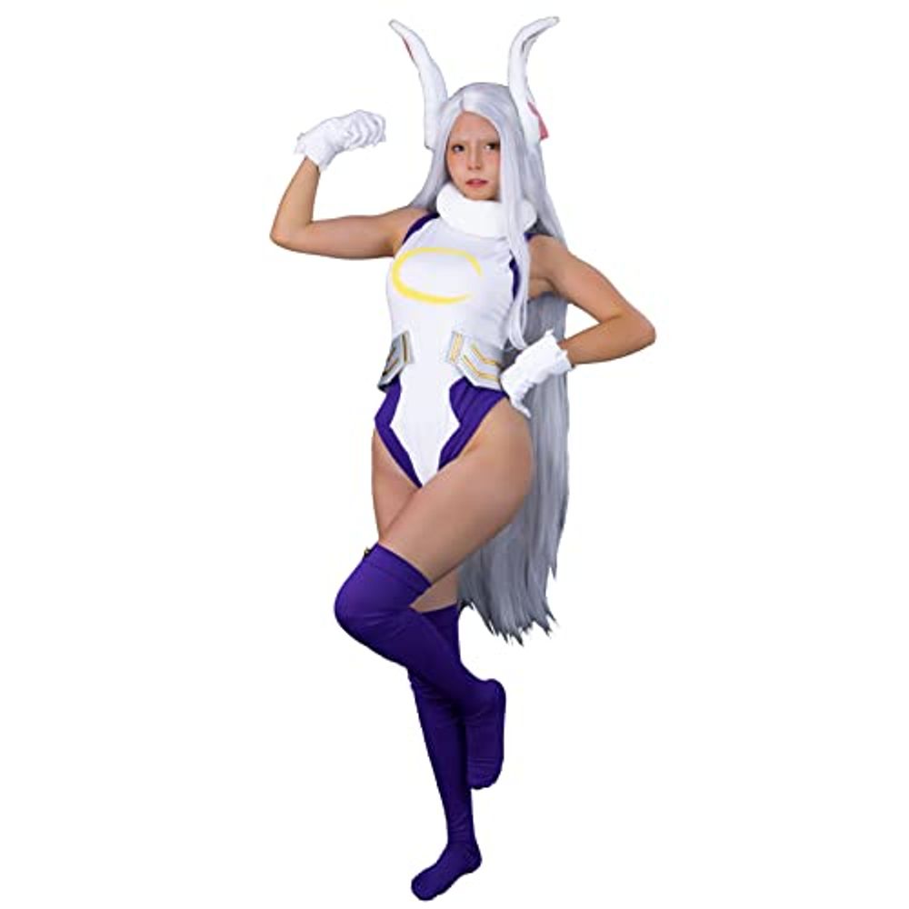 CR ROLECOS Miruko Cosplay Costume BNHA MHA Rabbit Hero Mirko Bunny Bodysuit Costume Bunny Hero Outfit L/XL