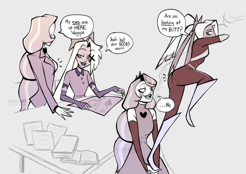 Charlie y Vaggie en escenas inspiradas en Korra