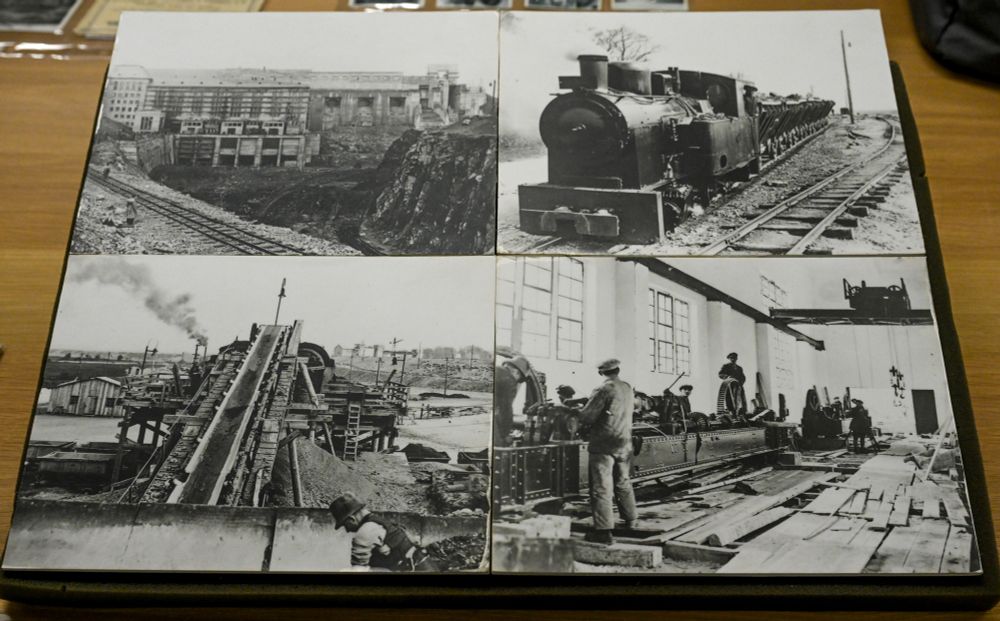 Collage of photos by #Siemens-Schuckert showing construction work underway at Ardnacrusha (Gottschalk Collection, UL; on display in Glucksman Library, UL; photographed by MO'C, 205-07-04) 