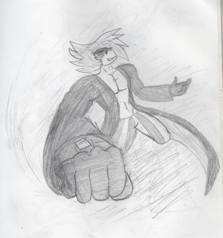 A traditional drawing of a horse Fursona going in for a side swipe, while posing with his other hand in an exaggerated, leaned back posture.