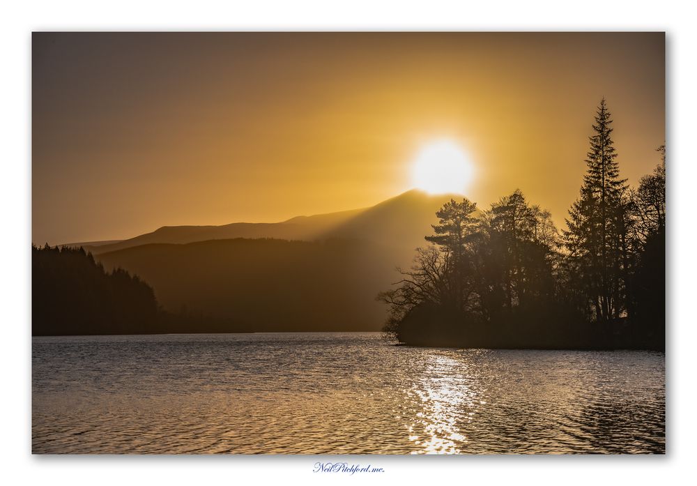 The setting sun crowns the peak of Ben Lomond in an image that has taken me 6 years to get because it only happens twice a year and every year previously, the weather had defeated me. Taken on 5/4/25 at Loch Ard, Scotland
