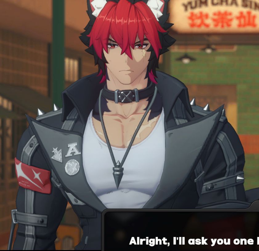 Male character from Zenless Zone Zero with absolutely MASSIVE tits. Just huge honkers. Mommy milkers. Wait, daddy milkers? anyway