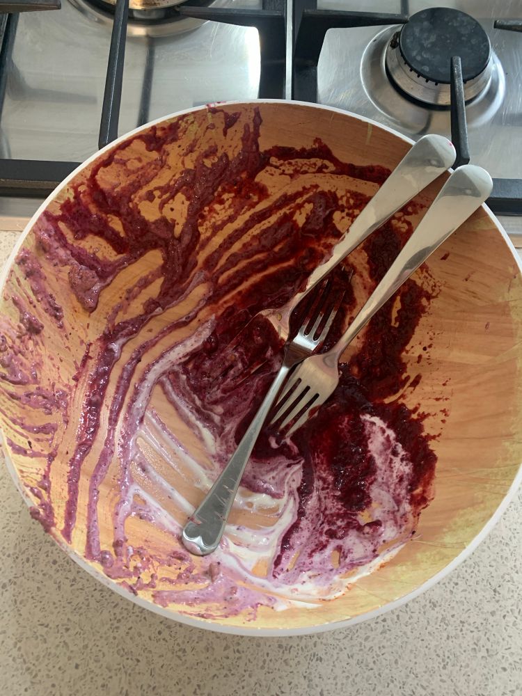 Empty bowl after finishing a meal 