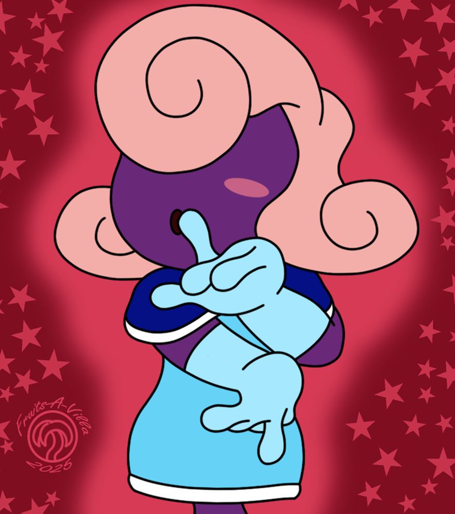 A FanArt of Vivian from "Paper Mario" wearing a blue dress.