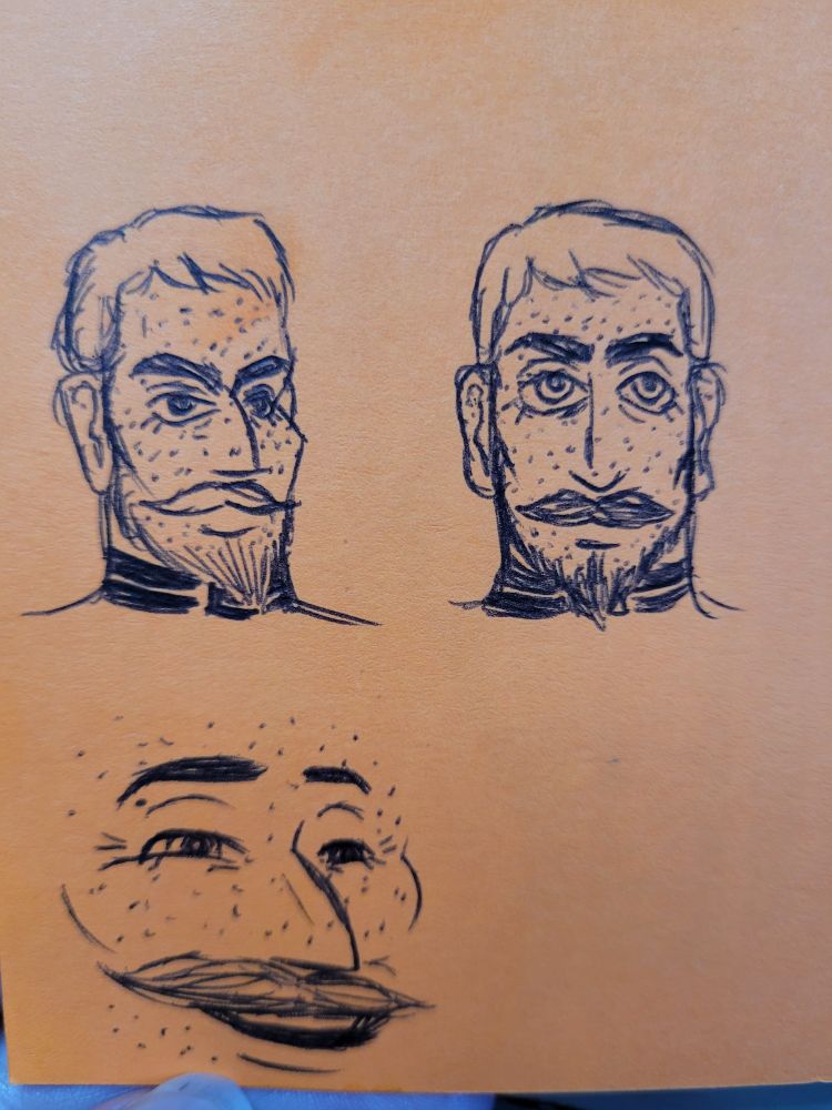 some quick n dirty headshots of Rook, the first two are resting expressions, and one is a closeup of him laughing