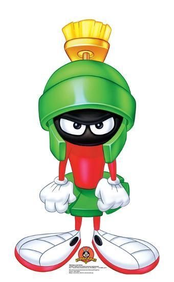 Marvin Martin, Looney Tunes' angry alien in the Roman soldier hat with broom in top, being angry.