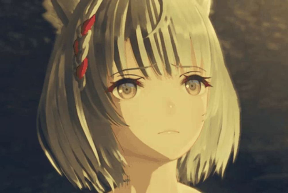 a close up of a girl with a cat ear