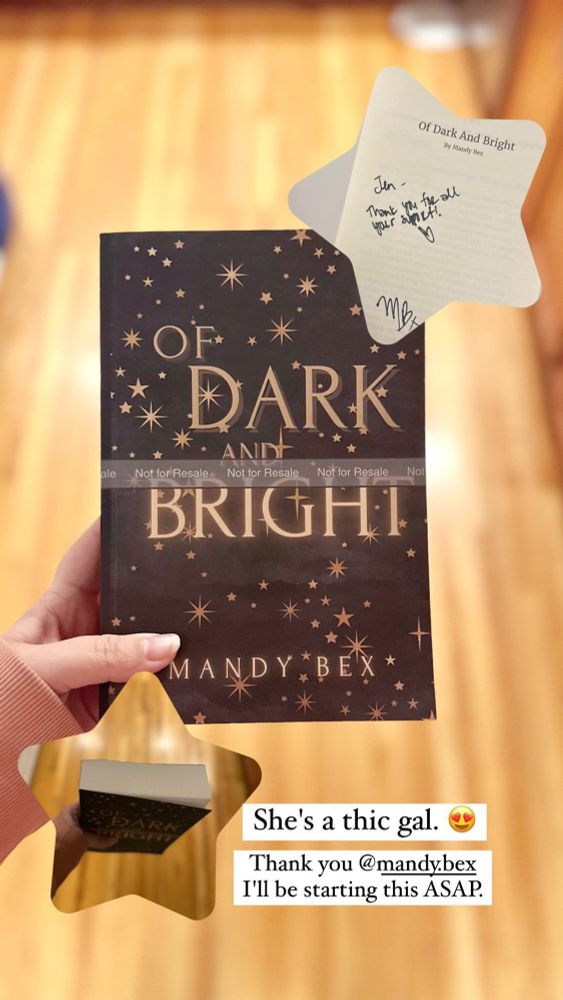 Advanced reader copy of the paperback version Of Dark and Bright by Mandy Bex.