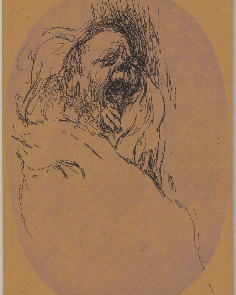 a sketch of a baby crying