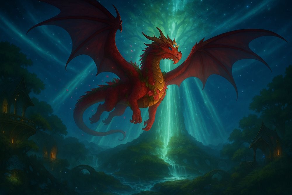 Fyargaan the Lifeweaver and the Realm of the Nemer Fae, the World Tree in the background 