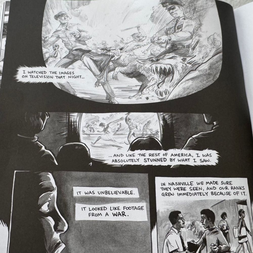 Page from March, Book 2, showing the aftermath of police attacks on civil rights marchers 