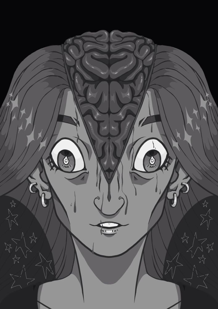 The same digital painting but in black and white.