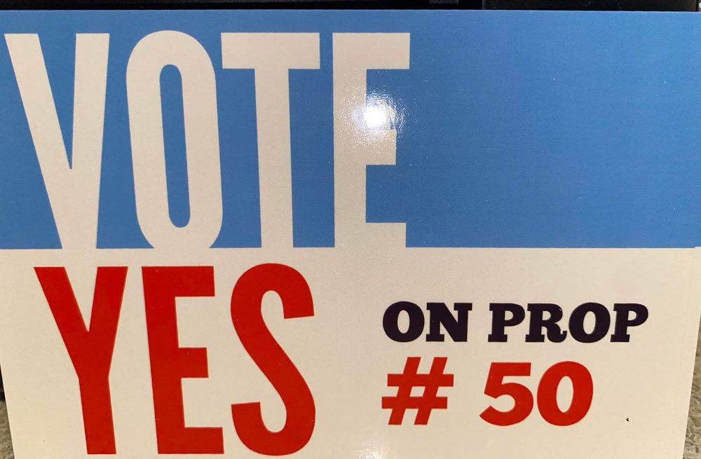 Postcard that says Vote Yes on Prop #50