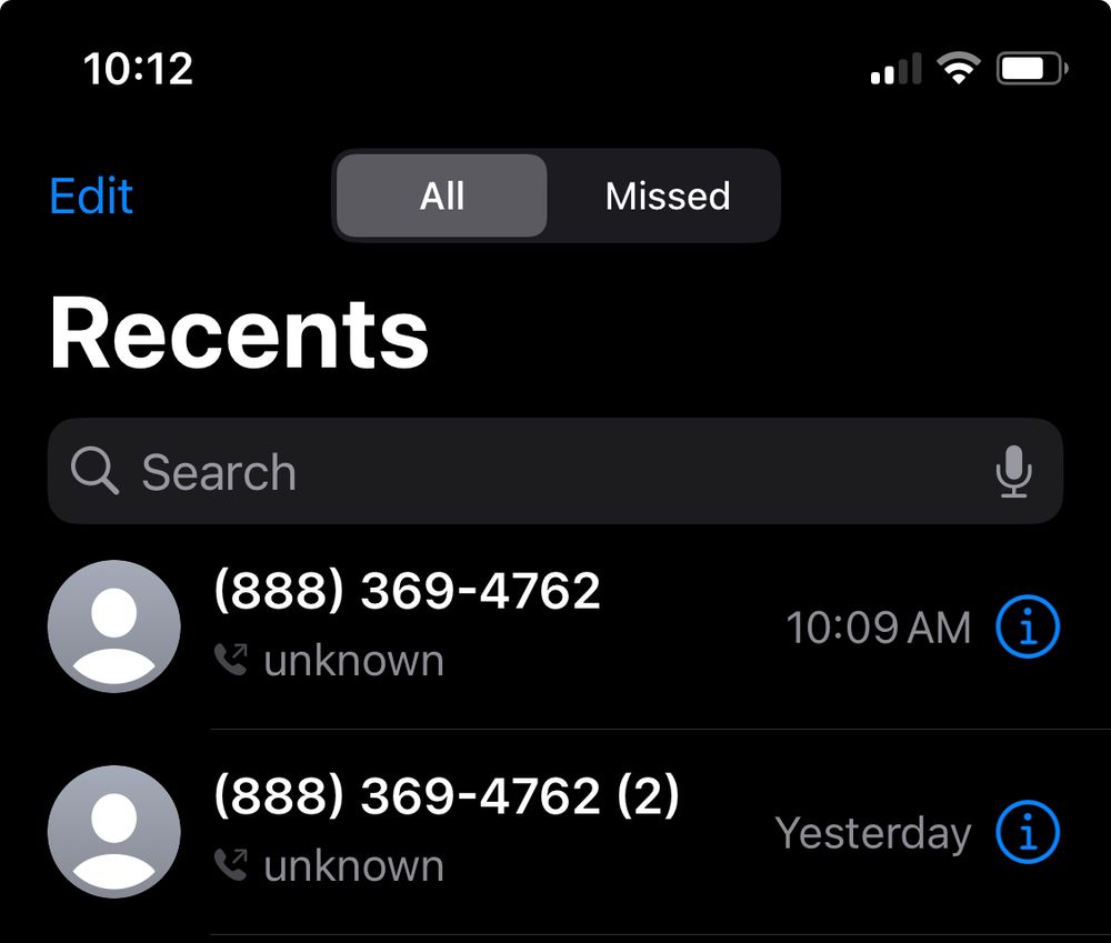 Screenshot of my recent outgoing phone calls to Fox in NY.