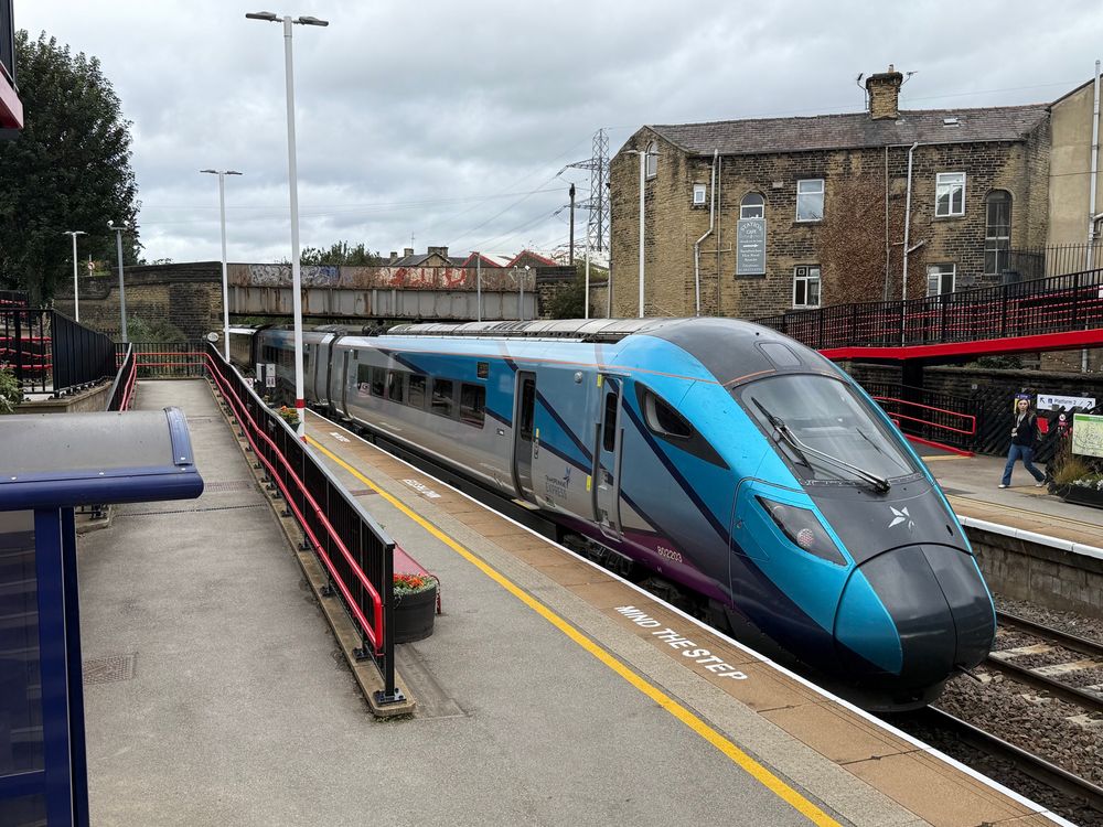 TPE class 802 leaving Brighouse 