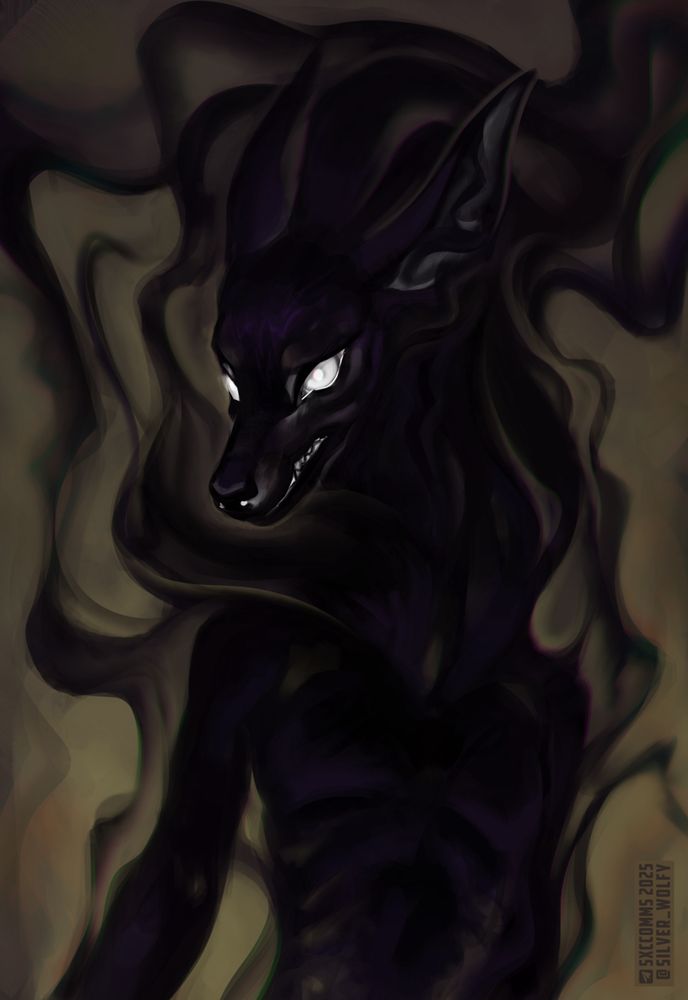 dark matter canine creature portrait