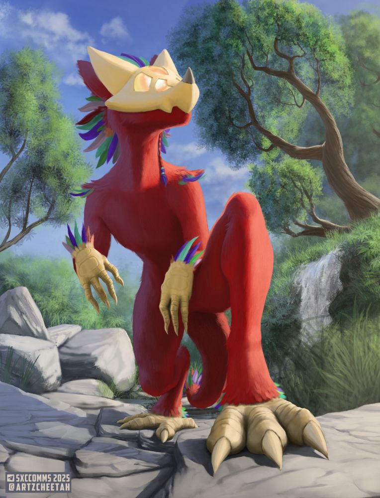 Raptor-like creature painting