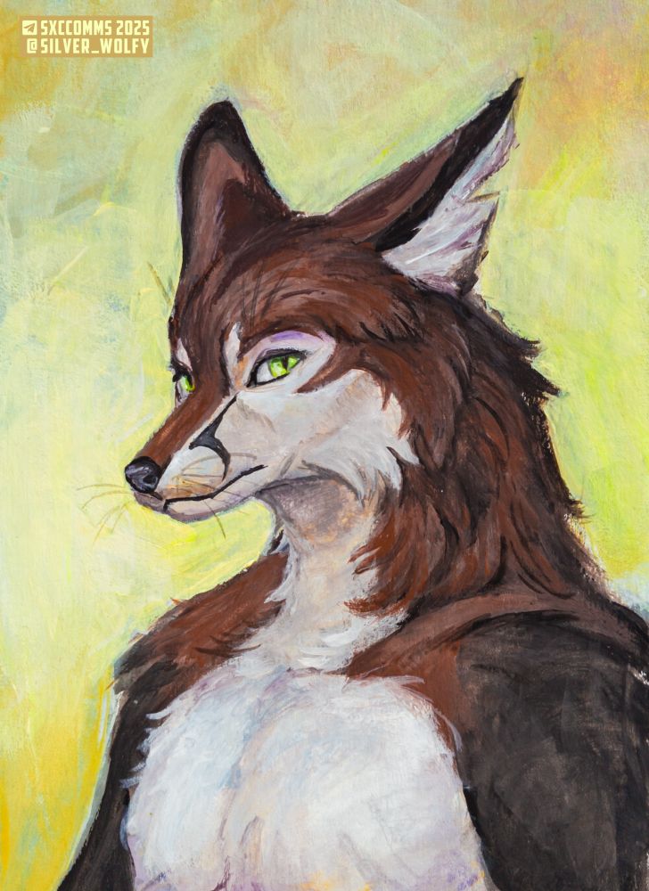 gouasche painting of an anthro fox