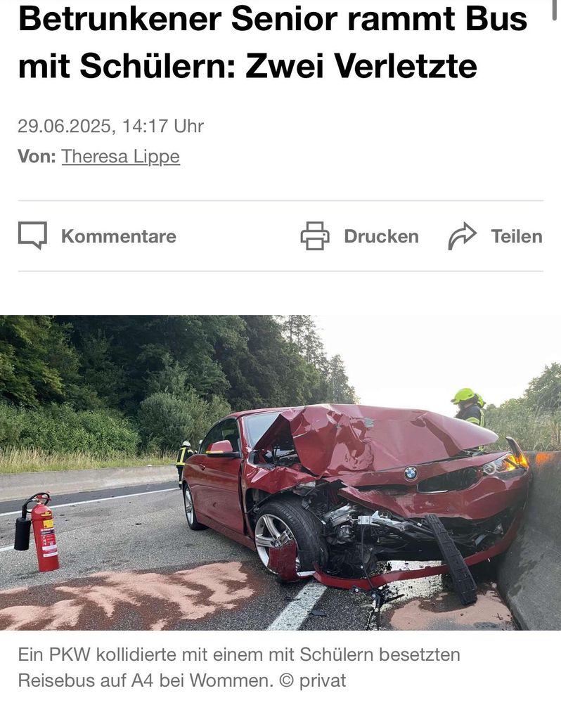 Rentner fährt mit 3,35 Promille in Bus BMW Wrack