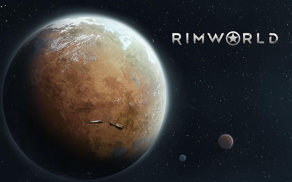 The title screen of Rimworld.